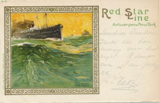 Red Star Line Antwerpen - York Ship,  Big Waves Antwerp Anvers – Udb