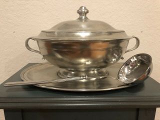 Cosi Tabellini Capua Octagonal Tureen Set - Handcrafted In Italy - Pewter