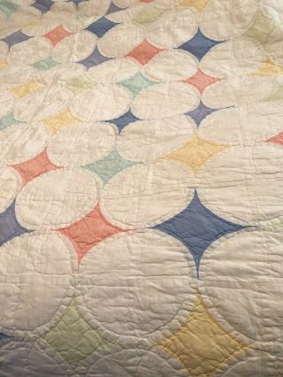 Vintage American Pacific Queen Quilt & Shams Circles Periwinkle Blue Coral 2