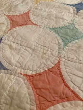 Vintage American Pacific Queen Quilt & Shams Circles Periwinkle Blue Coral 4