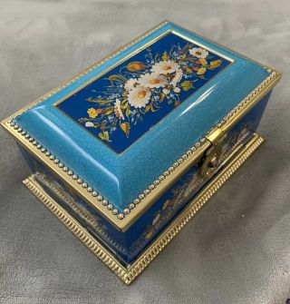 Vintage Tin West Germany Jewelry Candy Box Blue Linette Reading Pennsylvania