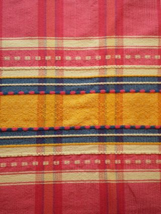 Vintage Hand Loomed Mexico Cotton Bedspread Coverlet Throw Blanket 79 " X 61 "