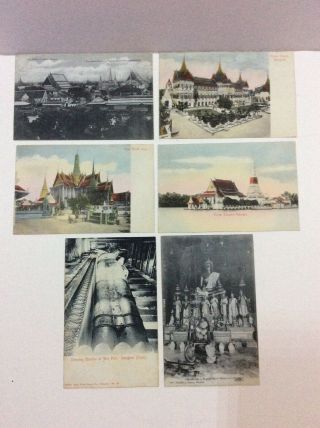 Siam Thailand Bangkok Postcards X 6 C1910 (c)