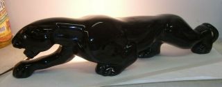 1950s Black Panther Tv Lamp Mid Century Modern Ceramic 18 " Long