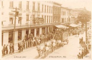 Frederick Maryland Circus Day Parade Real Photo Vintage Postcard Jf235590