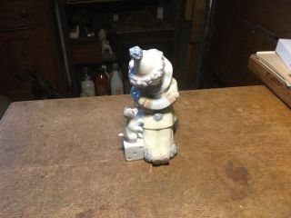 Vintage Lladro Figurine Clown Playing A Music Box With Dog