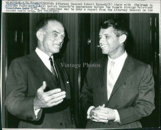 1962 Wire Photo Politics William Fulbright Robert Kennedy Wa Senate Foreign 6x8