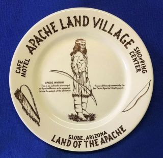 Souvenir Plate - Apache Land Village - Land Of The Apache - Globe Arizona Indian