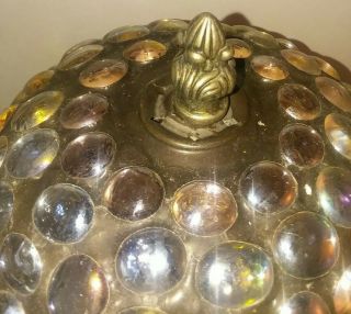 Antique L & L WMC Nude Cherub Bronze Lamp Art Nouveau with Glass Leaded Shade 5