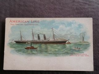 American Line Ship Ss Philadelphia Arriving At York Private Mailing Card
