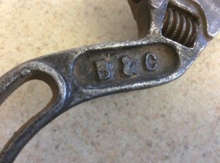 Antique Small Crescent Wrench Old Tool Monkey Adjustable Vintage B & C Co. 5