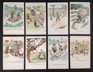 Signed Mccutcheon " A Boy In Summertime " Postcards - Set Of 8 - Great Captions
