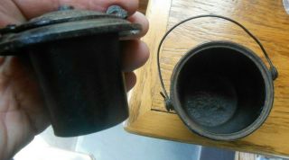 Antique CAST IRON Mini Glue Pot The Home Good Luck Symbol Removable Insert 5