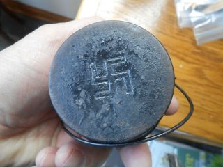 Antique CAST IRON Mini Glue Pot The Home Good Luck Symbol Removable Insert 6