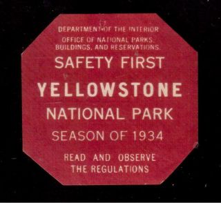 1934 Yellowstone National Park,  Entrance Permit Sticker & Drivers License 3