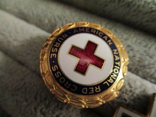 Vintage Red Cross Nurse Pin Badge & ARC WWll cut out hat badge pin 4