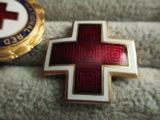 Vintage Red Cross Nurse Pin Badge & ARC WWll cut out hat badge pin 5