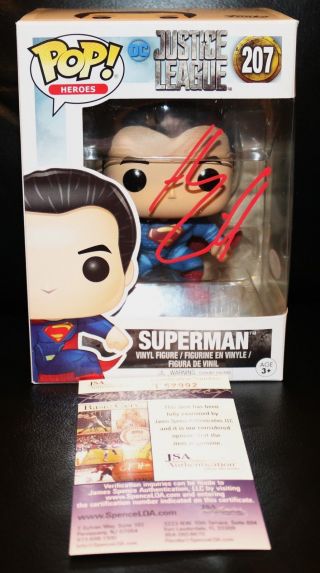 Henry Cavill Signed Autograph Funko Pop Superman Justice League Jsa Psa Witness
