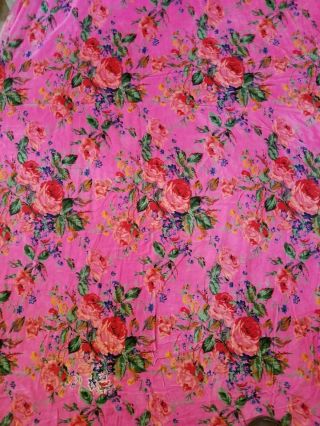 Vintage Cabbage Rose Cotton Velvet Shabby Chic Fabric Textile