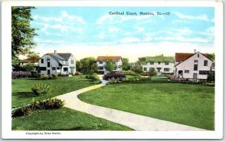 Newton,  Iowa Postcard Cardinal Court Residential Scene Houses Kropp C1920s Unuse