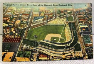 1930 Crosley Field Baseball Stadium Postcard Aerial View Home Of Cincinnati Reds
