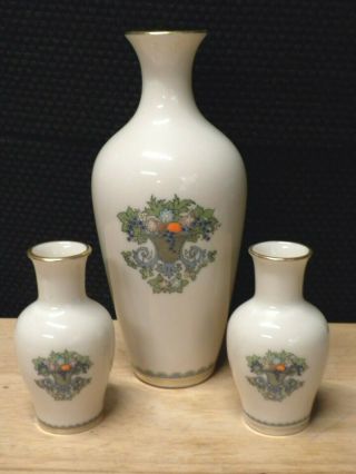 Set Of 3 Lenox " Autumn " Vases 1 Large 2 Mini Pre - Owned