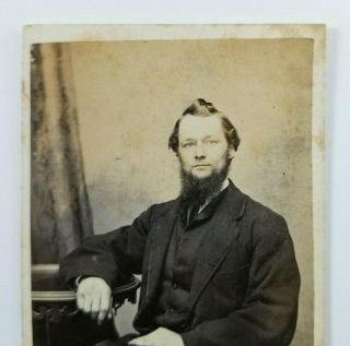 1860s CDV Photo Man With Beard Stuart Female Photographer Boston Mass 2