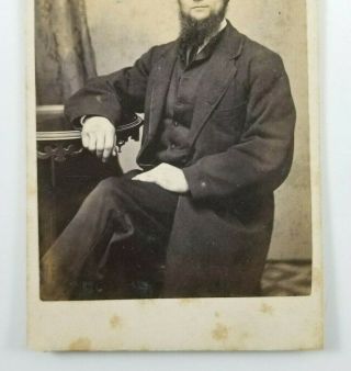 1860s CDV Photo Man With Beard Stuart Female Photographer Boston Mass 3