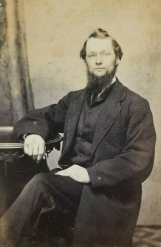 1860s CDV Photo Man With Beard Stuart Female Photographer Boston Mass 4