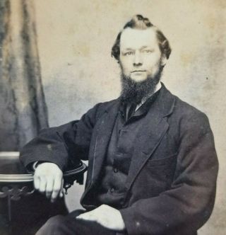 1860s CDV Photo Man With Beard Stuart Female Photographer Boston Mass 5