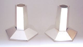 Rare Frank Lloyd Wright Silver Plated Reed & Barton Modernist Candle Holders