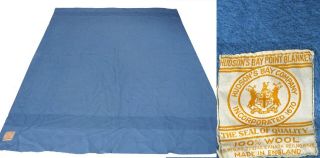 Vintage Blue Hudsons Bay 4 Point Wool Striped Blanket 84 X 62