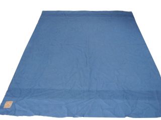 Vintage BLUE Hudsons Bay 4 Point Wool Striped Blanket 84 x 62 2
