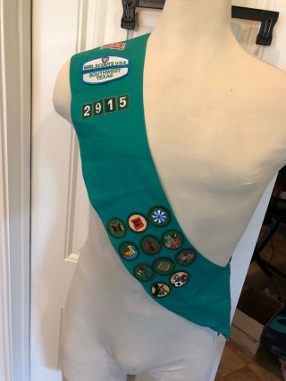 Girl Scout Sash W/ Patches Girl Scouts Of America Southwest Texas.