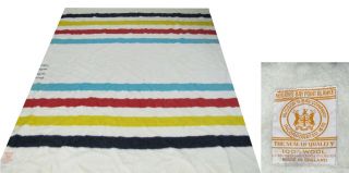 Vintage Hudsons Bay 4 Point Wool Striped Blanket 82 X 64