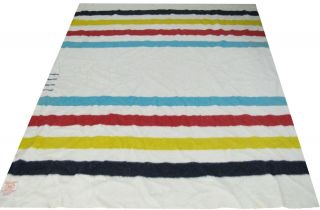 Vintage Hudsons Bay 4 Point Wool Striped Blanket 82 x 64 2