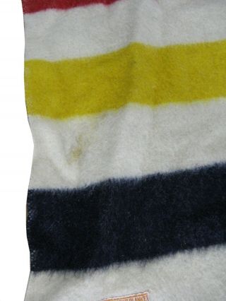 Vintage Hudsons Bay 4 Point Wool Striped Blanket 82 x 64 3