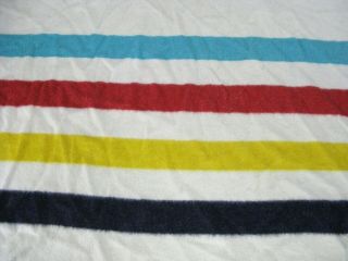 Vintage Hudsons Bay 4 Point Wool Striped Blanket 82 x 64 4
