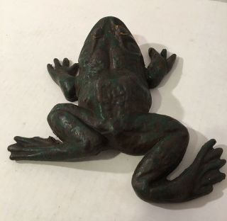 Antique Cast Iron Boot Scraper/Door stop Frog With Green Paint 5