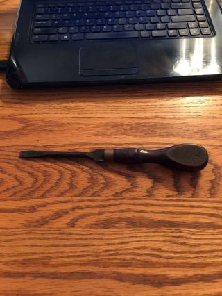 Rare Vtg.  Snapp & Co Superior Driver Wood Handle Screwdriver 3/8 " Wide Slotted