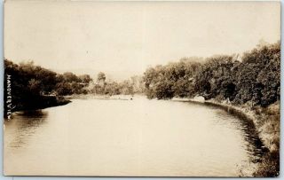 Hanover,  Illinois Rppc Real Photo Postcard River View W/ 1908 Cancel
