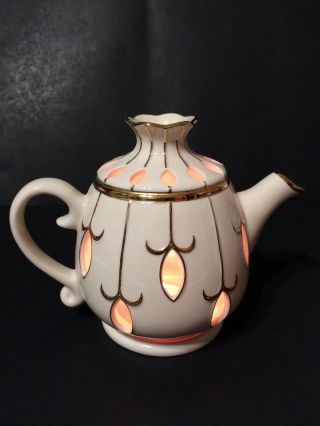 Partylite Ivory Porcelain Teapot Tealight Candle Holder
