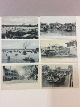 Chinese Canton Shanghai Postcards X 6 C1910 (d)