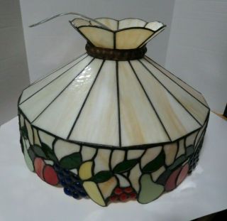 Large 14 " Tall Tiffany Style Stained Glass Lamp Shade Fruit Design 58 " Around