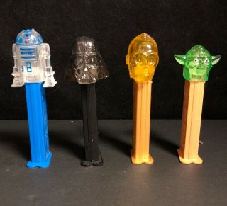 Star Wars Pez Dispensers Set Of 4 Opened Limited Edition Vader Yoda R2d2