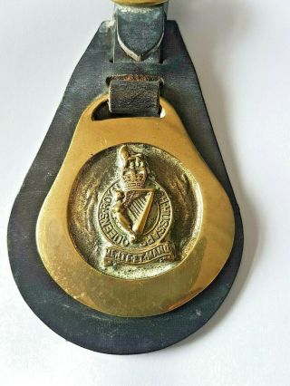 Military Horse Brass Queens Royal Irish Hussars Mounted On Leather Strap