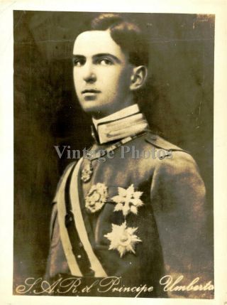 Press Photo Royalty Prince Humbert Italy Vintage Uniform Historic Handsome 6x8