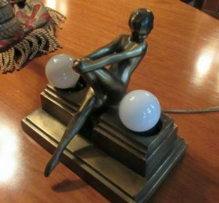 Art Deco Nude Lady Figure Nymph Table Lamp