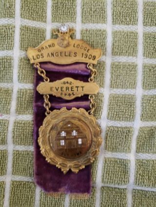 Vintage Grand Lodge Las Angeles 1909 Bpoc Badge