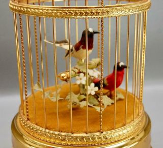 REUGE VOLIERE DE LA COUR TWO SINGING BIRDS IN GILDED CAGE AUTOMATON MUSIC BOX 3